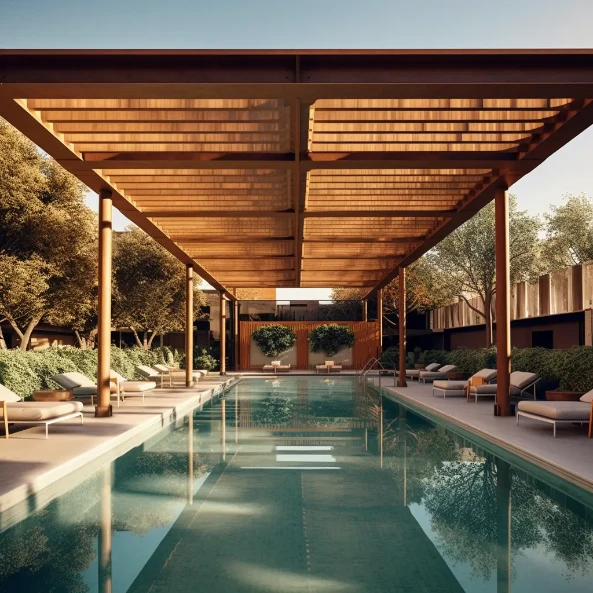 Modern Elegance Poolside Pergola - Pergola Design