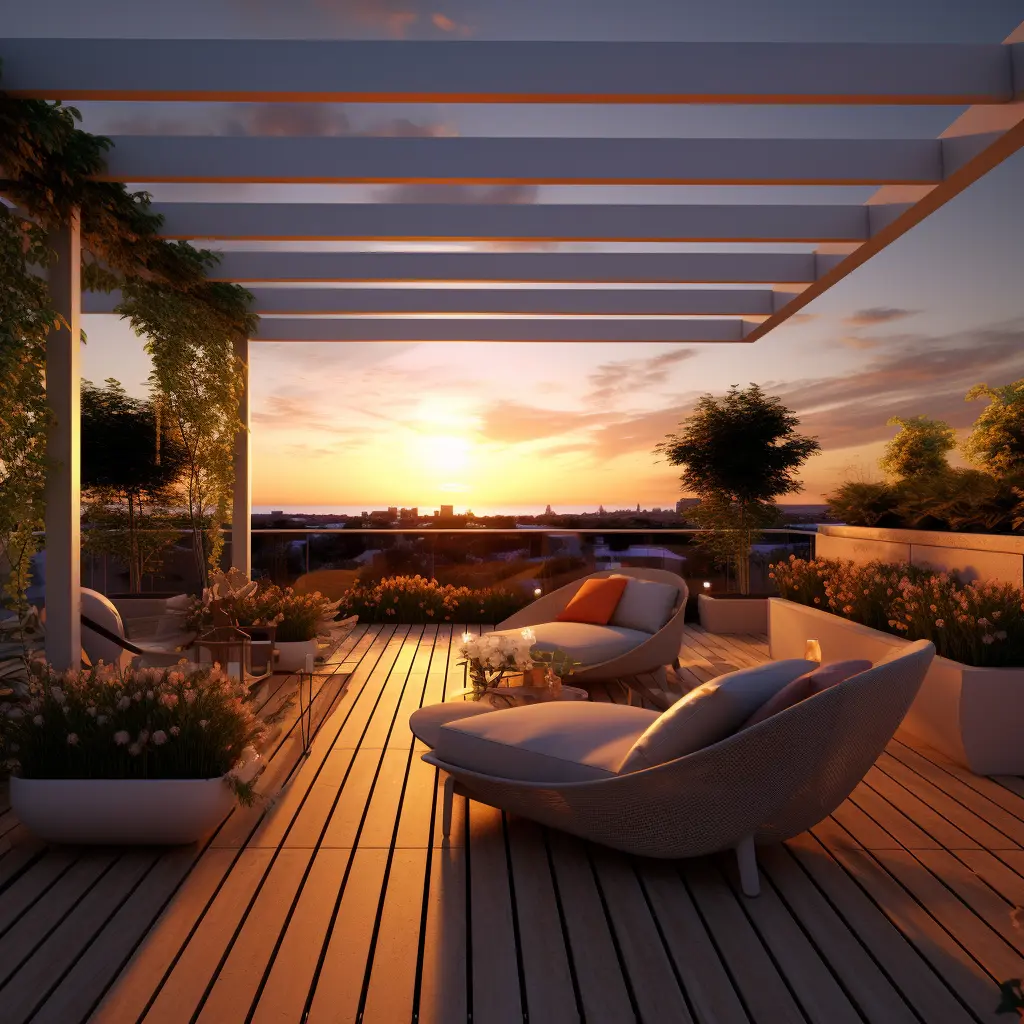Sunset Serenity Rooftop Pergola - Pergola Design