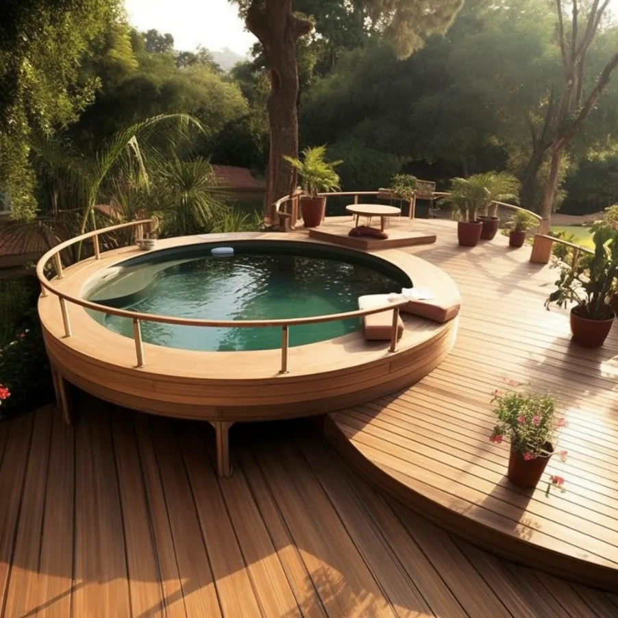 Oasis Circular Deck with Integrated Spa