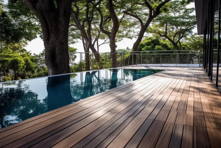 Tranquil Grove Poolside Deck